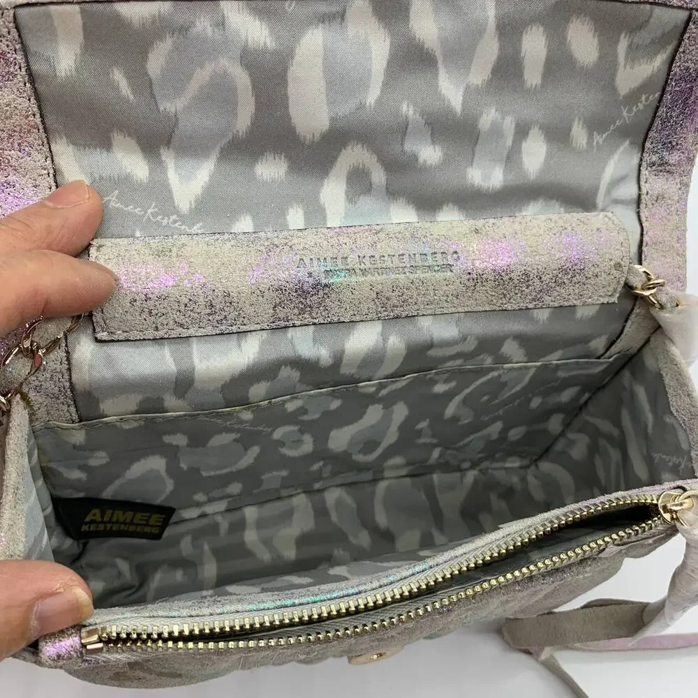 Aimee Kestenberg Quilted Leather Chain Crossbody Sunrise Metallic Purse